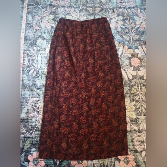 Vintage Michele Fairy Grunge Maxi Wrap Skirt Womens 6 Petite Fall Floral Forest - Picture 6 of 9